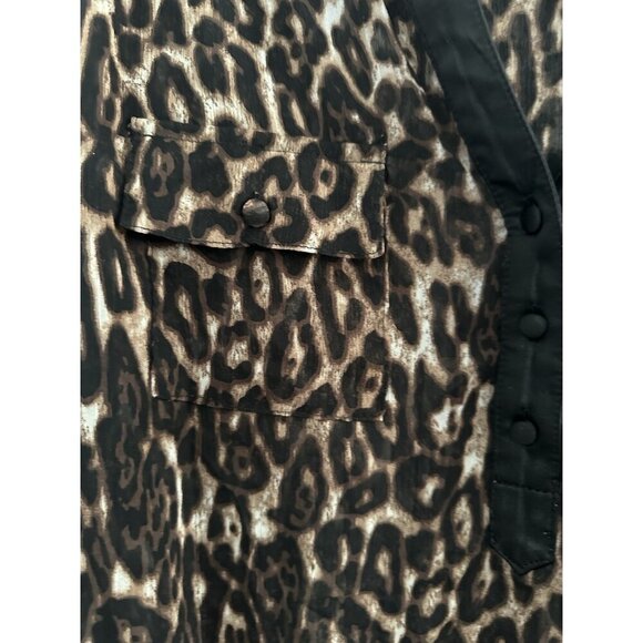 TORRID Women's Top Sz. 2 Lightweight Chiffon Leopard Contrast Trim L/S Sheer - Picture 4 of 12